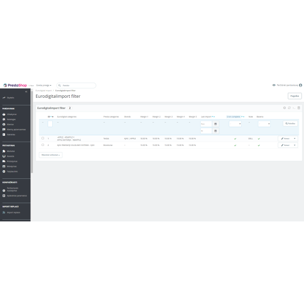 Prestashop EURODIGITAL.LT importo modulis