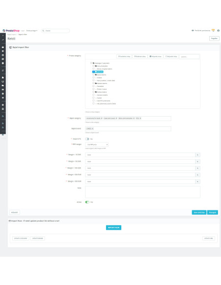 Prestashop BAJTEL.LV importo modulis