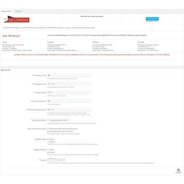 Prestashop Sblizingo atsiskaitymo modulis